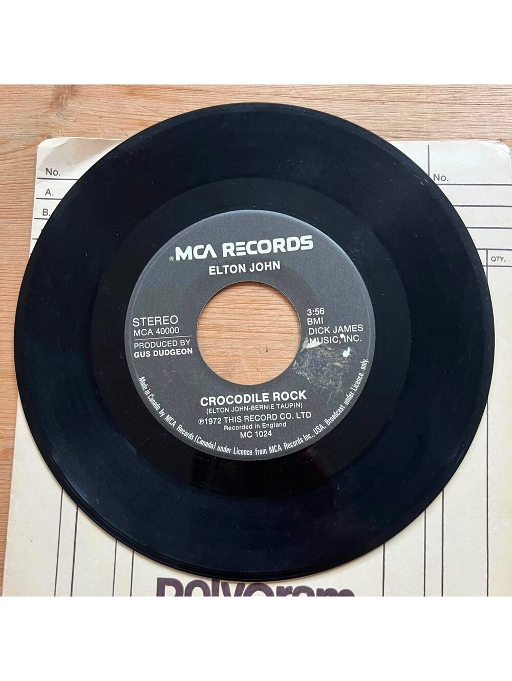 Elton John - Crocodile Rock/Elderberry Wine 45rpm VG+ R90
